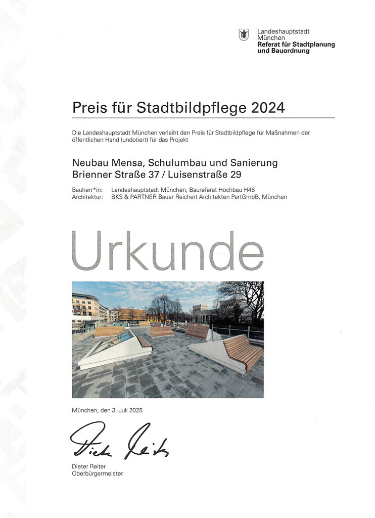 BKS Urkunde Preis für Stadtbildpflege 2024